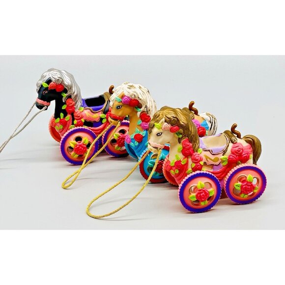 Kid Kore Carousel Parade Horse Lot of 3 Black Brown Tan American Greetings 1999 - Picture 1 of 10